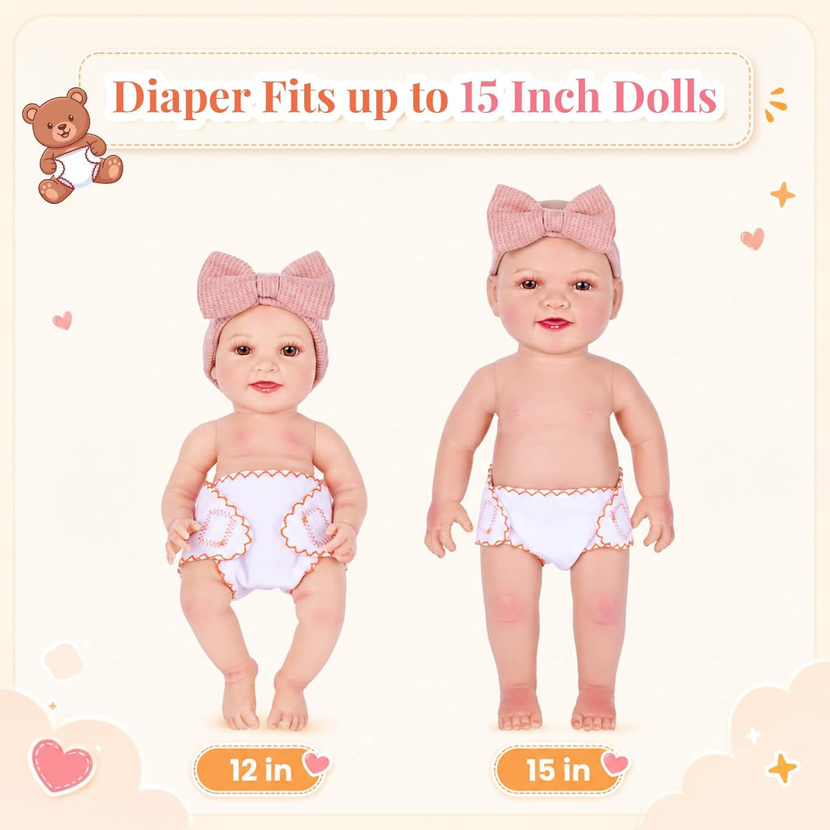 BABESIDE 9 Pcs Baby Doll Accessories with Storage Bag for 12-15 Inch Dolls