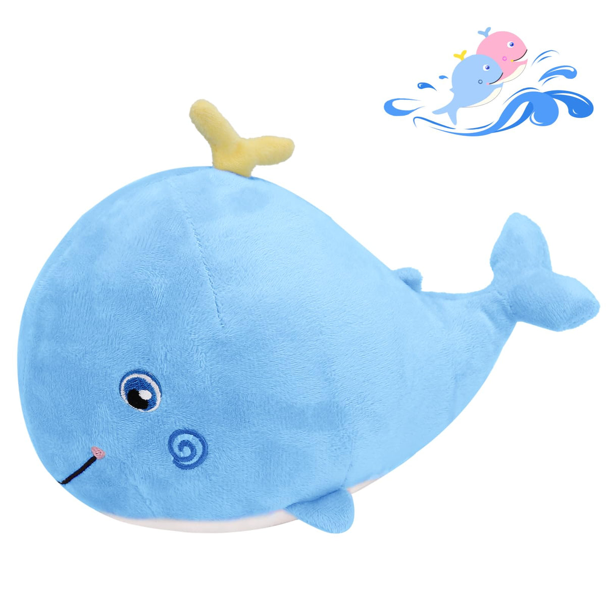 Whale Plush Pillow, Blue 10 Inch, Cute Stuffed Animal Plushies