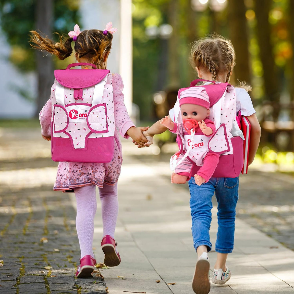 TUZT Baby Doll Accessories Playset, Baby Doll Care Toys with Changing Bag Backpack Feeding Set Doll Nappies Bottle Bath, Birthday Toys for Kids Girls (Doll Not Included)