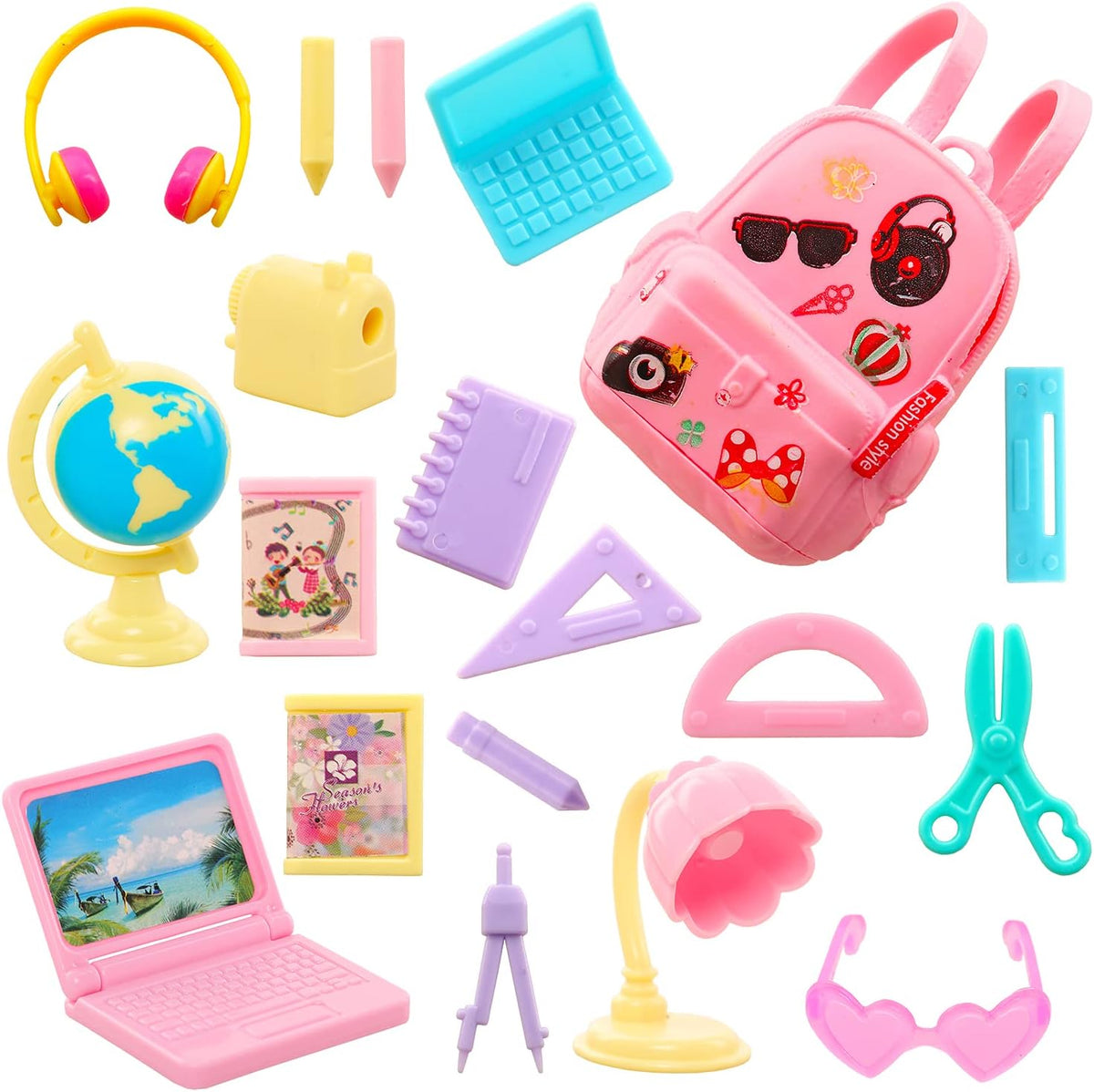 19 Pcs Girl Doll School Accessories for 11.5 Inch Doll School Playset