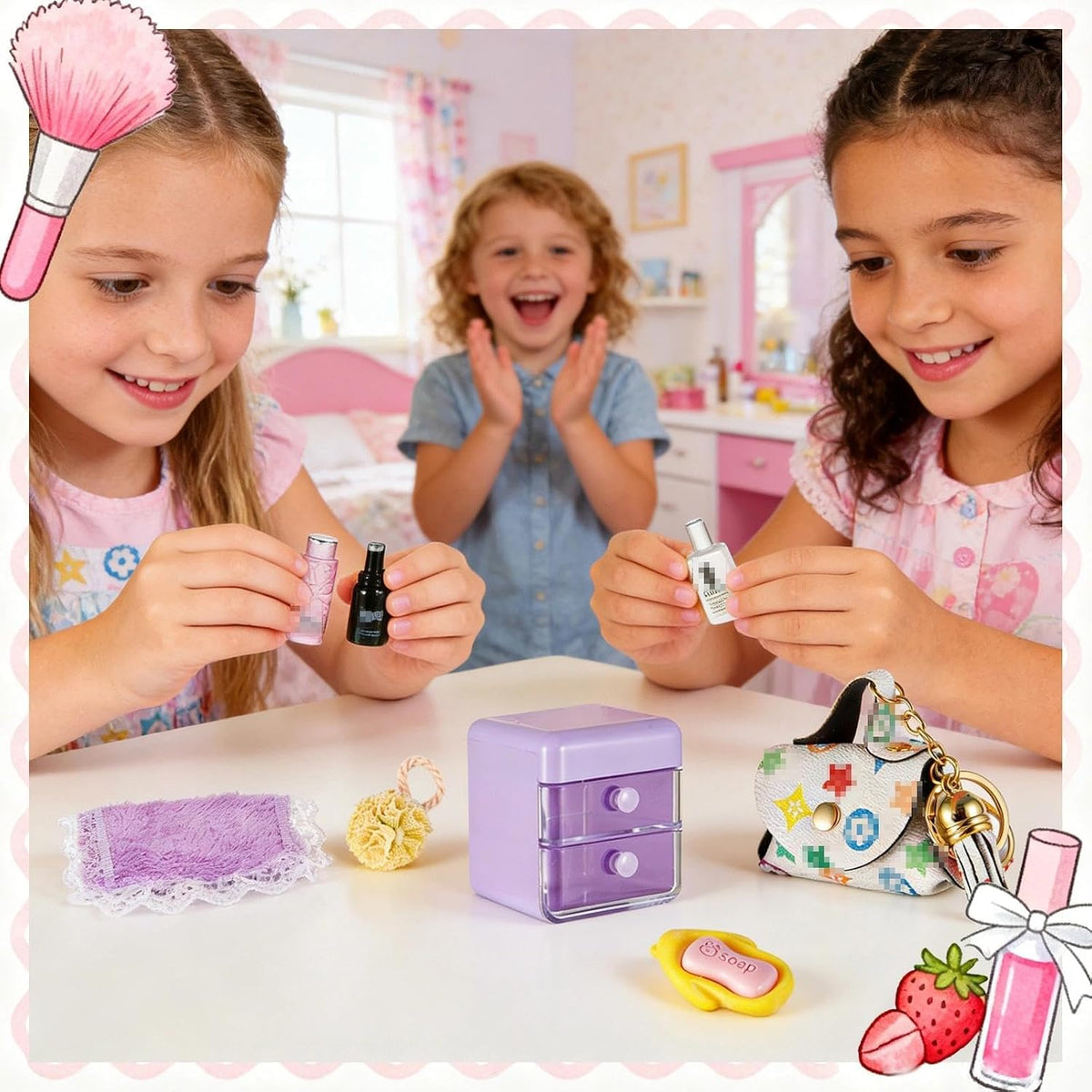 72Pcs Dollhouse Mini Jewelry Storage Case Handbag Towel Cosmetic Set