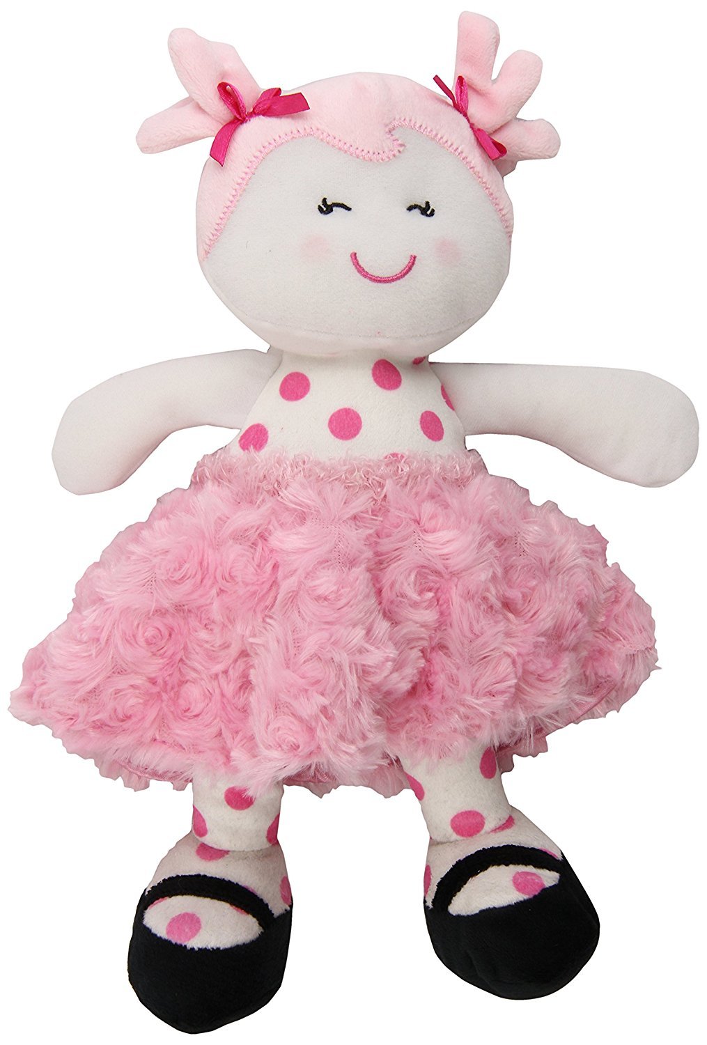 Baby Starters Plush Baby Doll with Rattle, Brunette Olivia, Pink, 9 inch