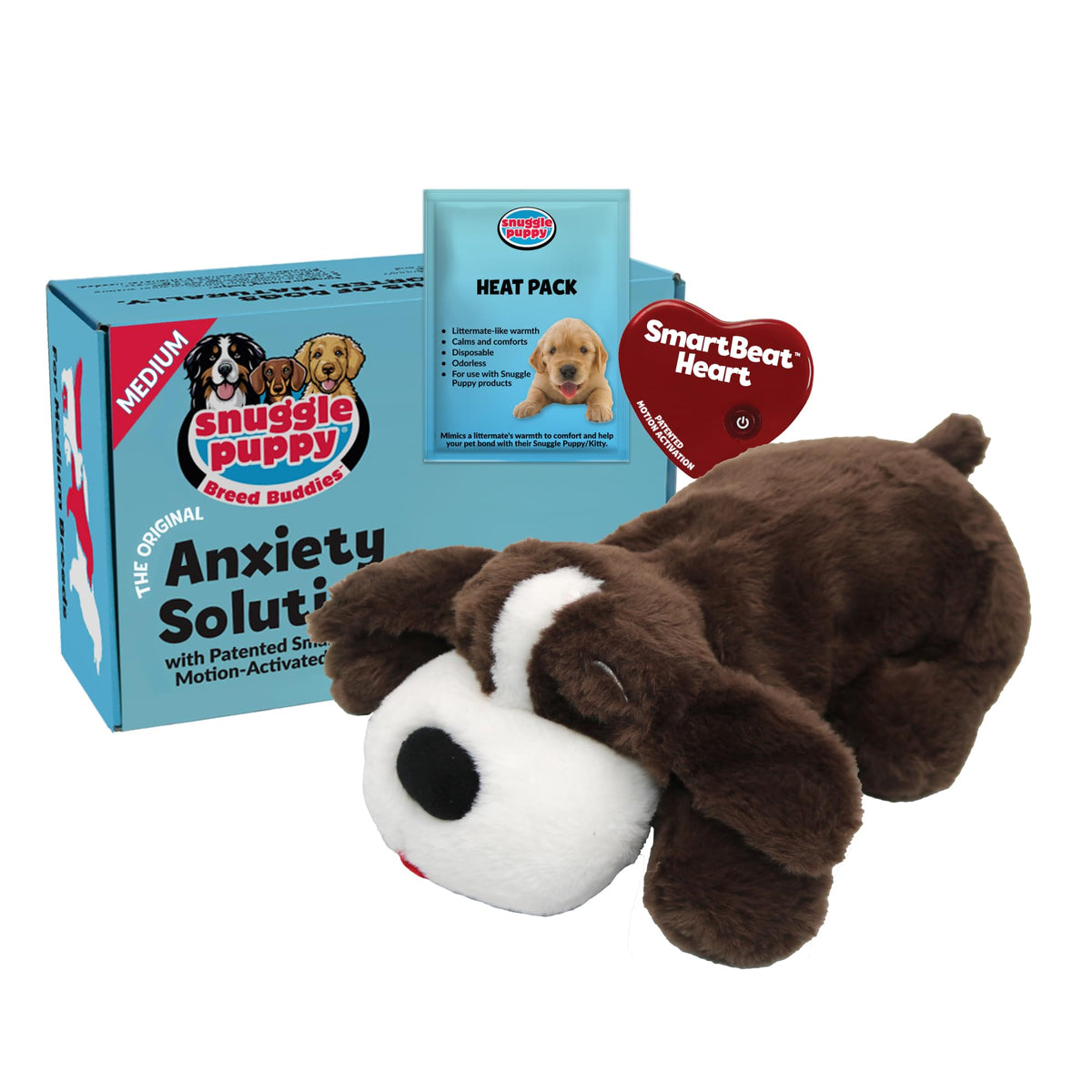 Snuggle Puppy Heartbeat Toy, Calming Comfort, Medium Breeds - Biscuit