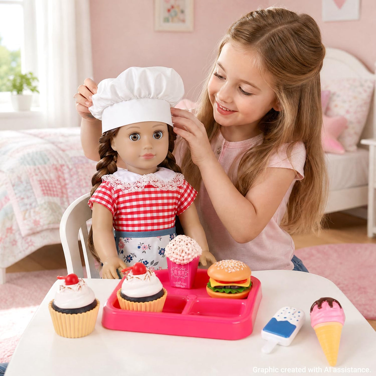 Ecore Fun American 18 Inch Chef Doll Clothes & Play Food Accessories Set