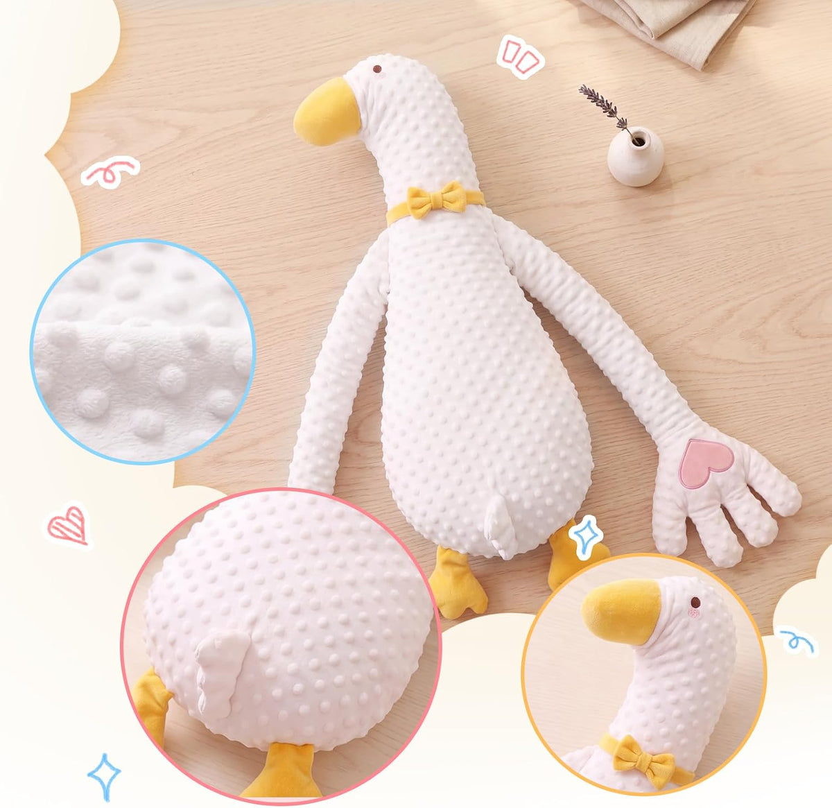 Animal Stuffed Plush Toy, 25.5" White Goose Plush Doll,Large Animal Pillow