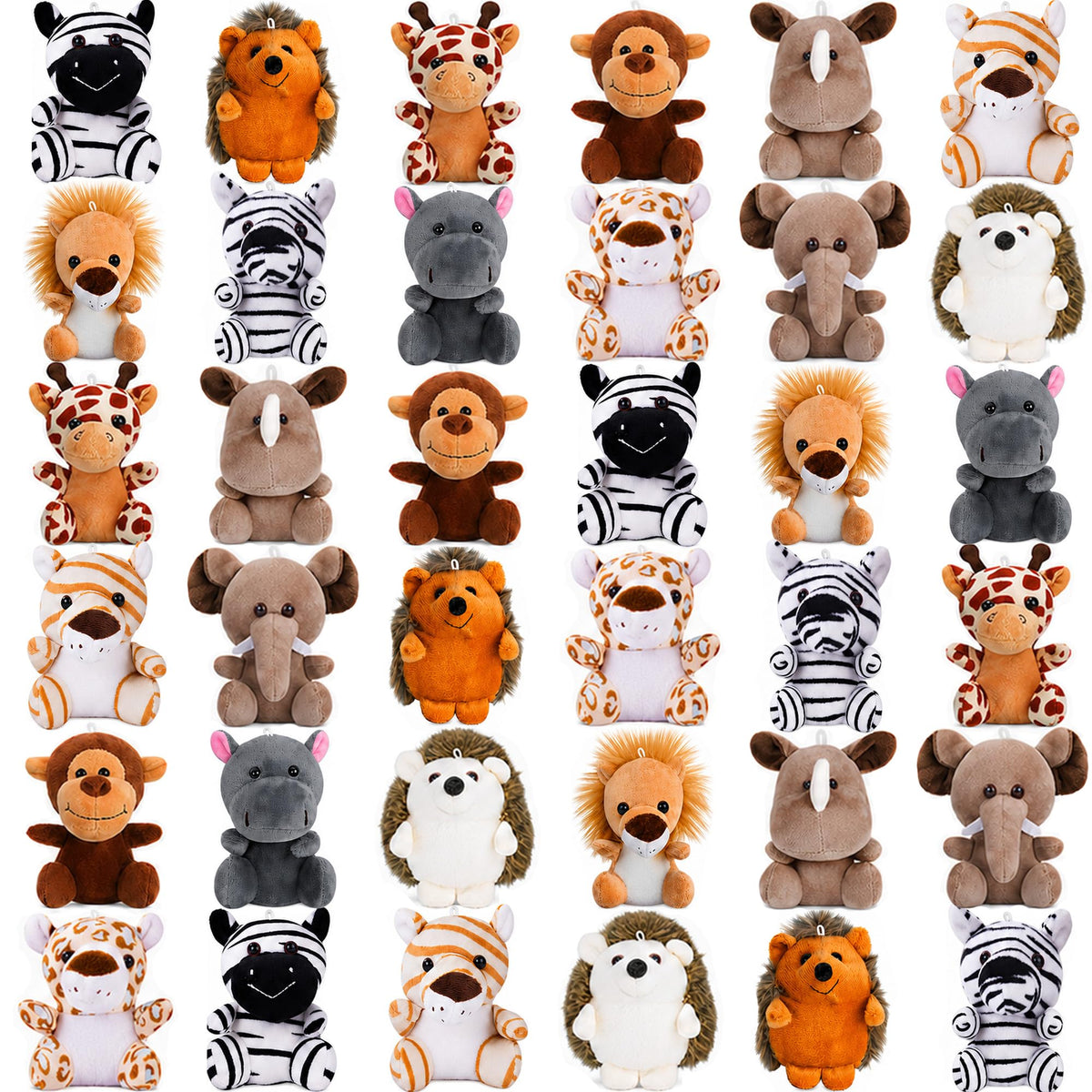 Mini Stuffed Animals Bulk, 12 Pack 5-Inch Plush Keychain Toys for Kids