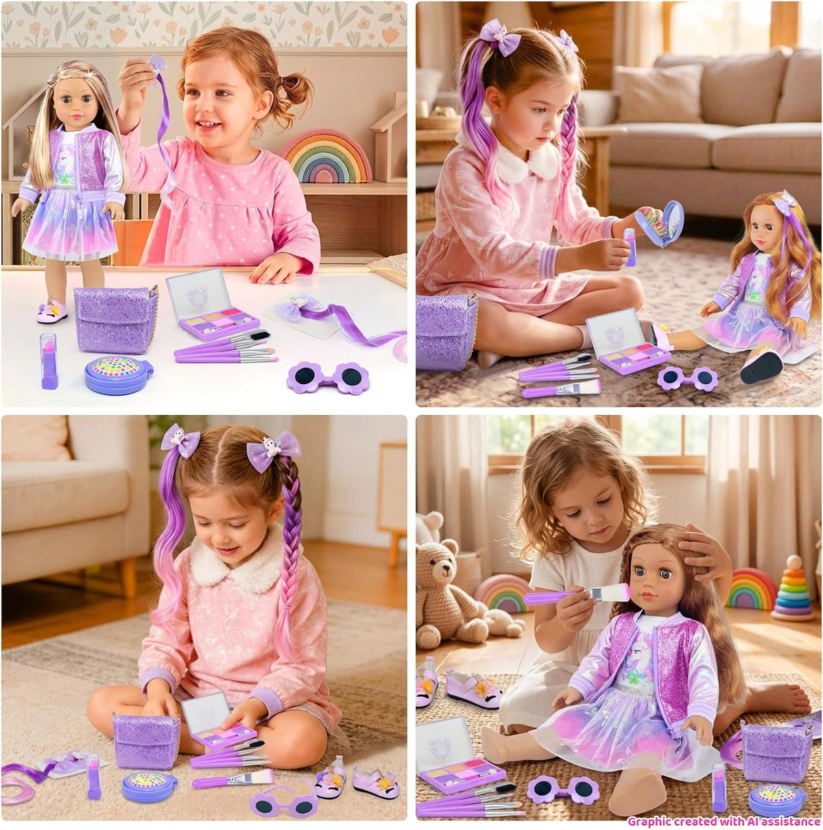 UNICORN ELEMENT American 18 Inch Doll Clothes & Makeup Accessories