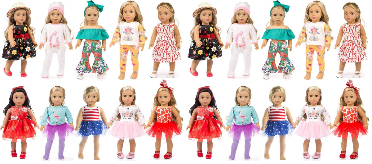 ZQDOLL 19 pcs American Doll Clothes Accessories, for 18 inch Doll Play Set