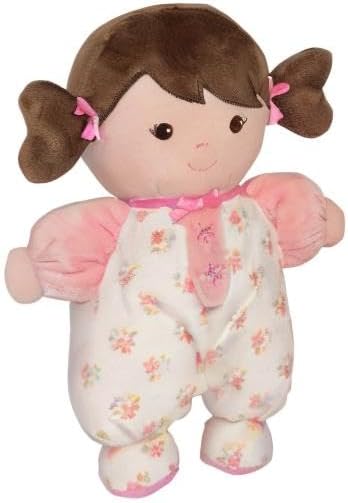 Baby Starters Plush Baby Doll with Rattle, Brunette Olivia, Pink, 9 inch