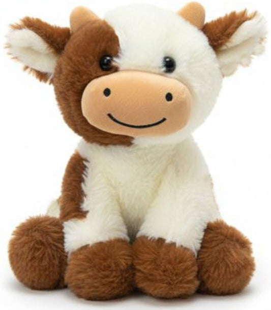 YUKOUQIAN Cow Stuffed Animal Cute Cow Plush Doll Toy 8 inch for Girls Boys Christmas (zuoniu Brown)