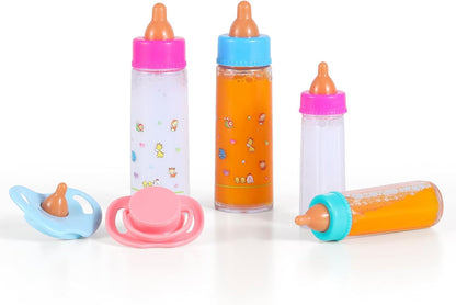 SCOM Baby Doll Bottle Accessories - 6 Pcs Magic Milk Feeding Toys Purple