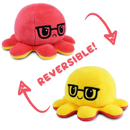 TeeTurtle Reversible Octopus Plushie 4-Inch Pink + Aqua Two-Sided Flip Plush Toy with Embroidered Details - Cute Mini Collectible Plush for Kids, Teens, and Adults