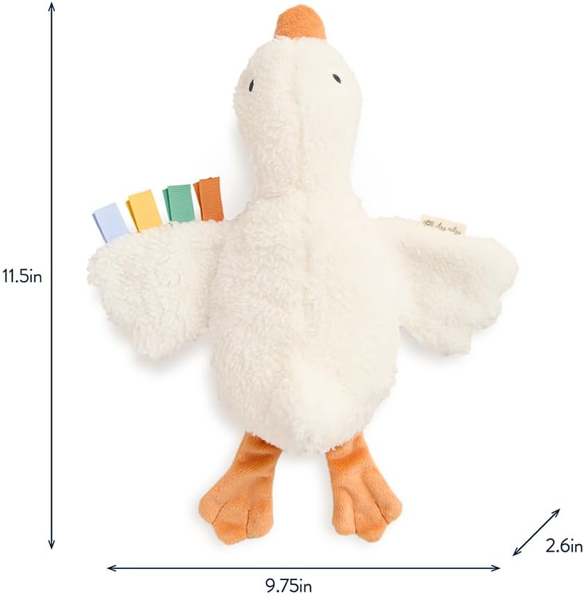 Itzy Ritzy Huggable Lovey, Plush Comfort Toy with Sensory Ribbons (Goose)
