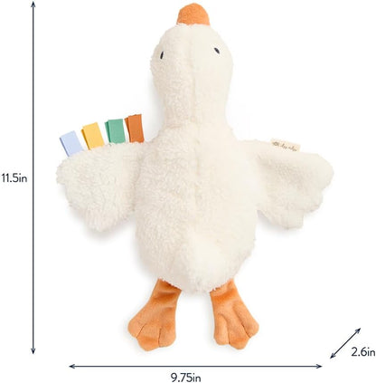 Itzy Ritzy Huggable Lovey, Plush Comfort Toy with Sensory Ribbons (Goose)