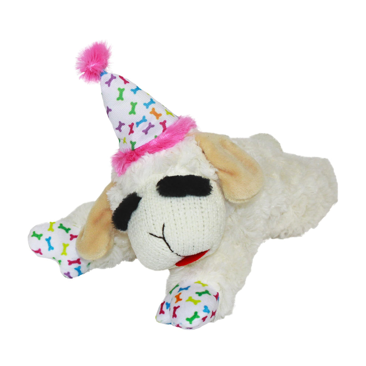 Multipet Lamb Chop Dog Plush Toy 10", Cream, 5 Squeakers