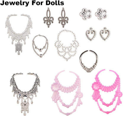 40 PCS Doll Accessory Bags Crown Necklace Comb for 11.5 inch Girl Doll