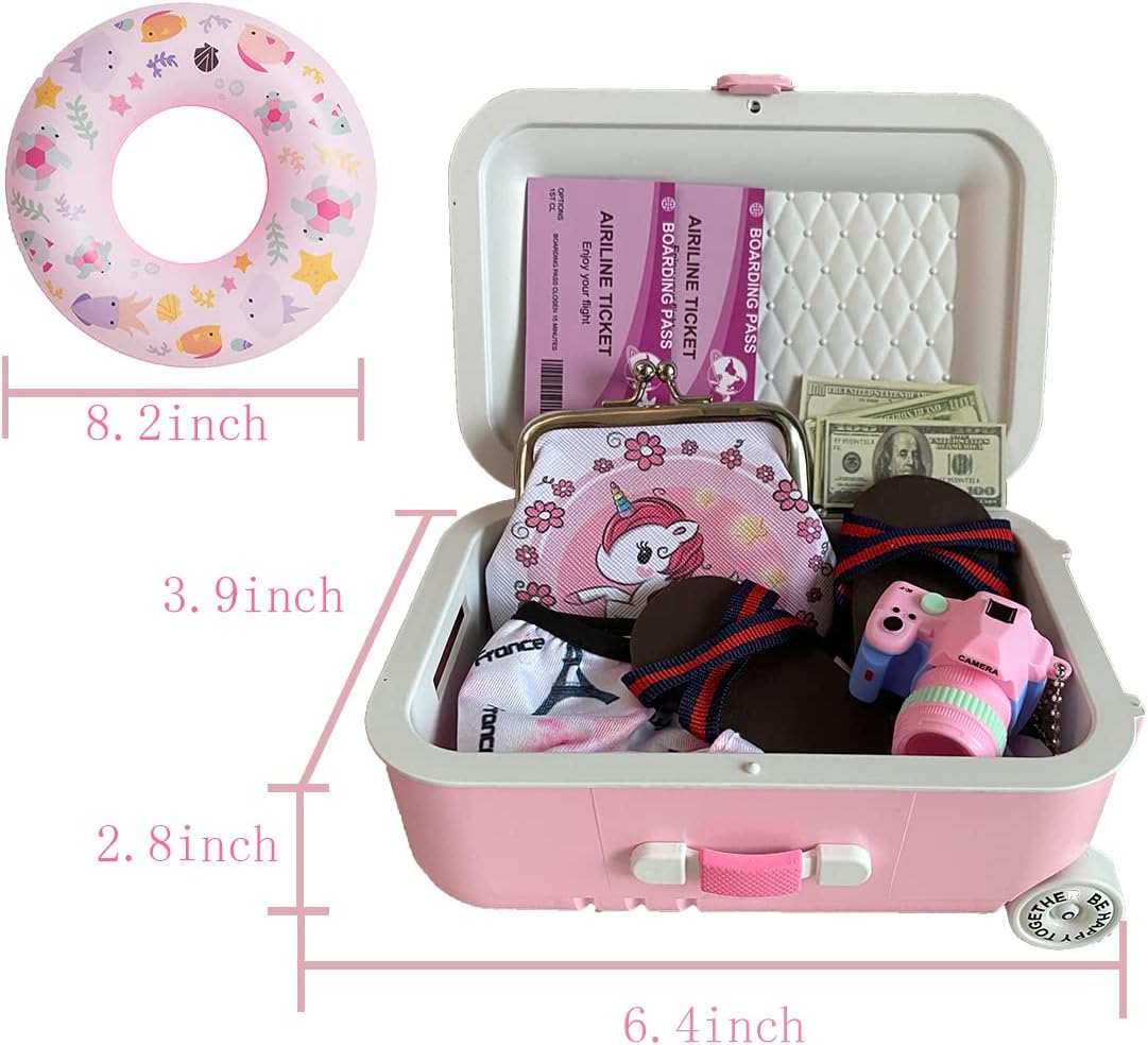 18 inch Girl Doll Accessories-Travel Luggage Play Set for 18 Inch Girl Dolls Include Case,Doll Swimming Suit,Ring,Sunglasses,Camera,etc.
