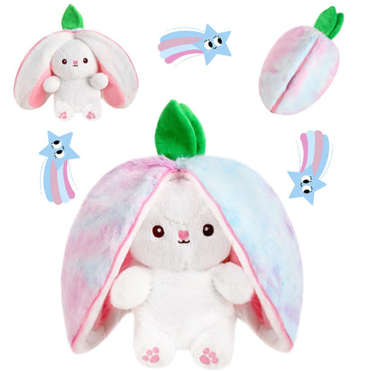 MIAODAM Strawberry Bunny Stuffed Animal,Reversible Cute Bunny Rabbit Plush