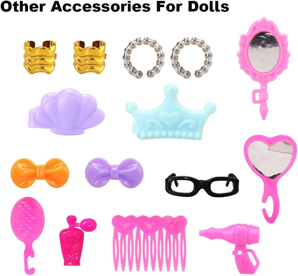 40 PCS Doll Accessory Bags Crown Necklace Comb for 11.5 inch Girl Doll