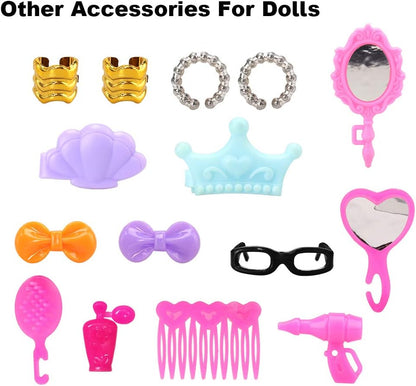 40 PCS Doll Accessory Bags Crown Necklace Comb for 11.5 inch Girl Doll
