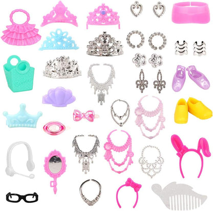 40 PCS Doll Accessory Bags Crown Necklace Comb for 11.5 inch Girl Doll