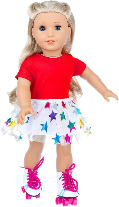 18 Inch Girl Doll Travel Skating Sport Play Set - 7PC Outdoor Accessories (Not Include Doll)
