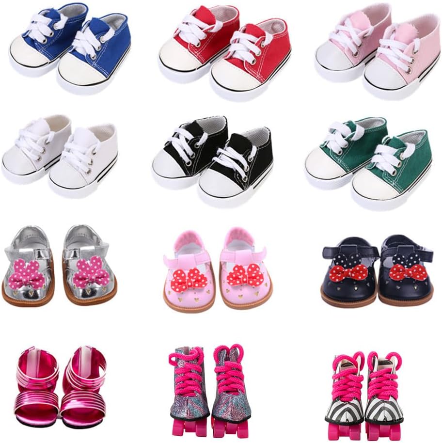 6 Pairs of Doll Shoes Include Boots Leather Shoes Fits 18 Inch American Girl Doll