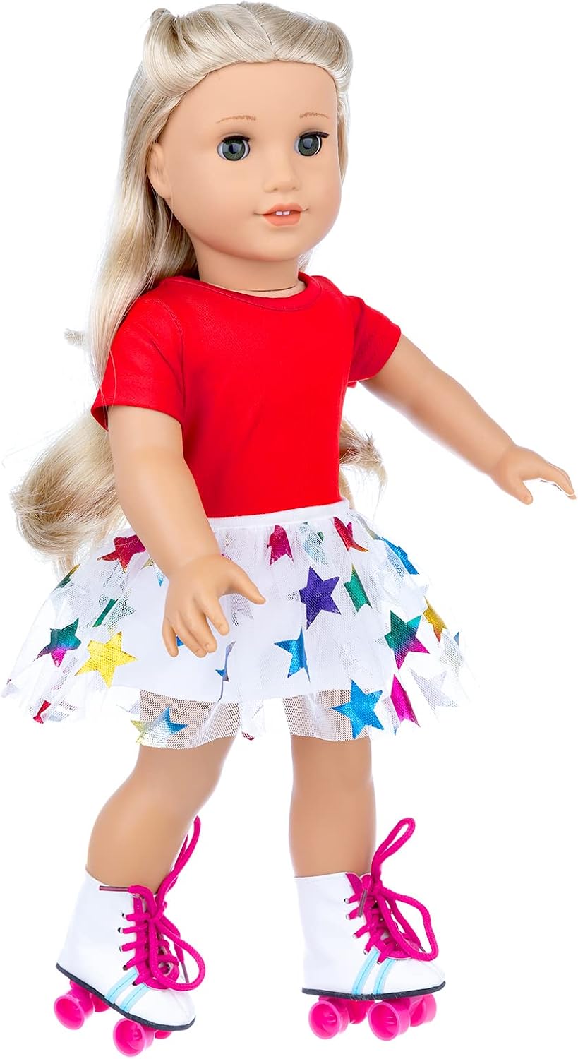18 Inch Girl Doll Travel Skating Sport Play Set - 7PC Outdoor Accessories (Not Include Doll)