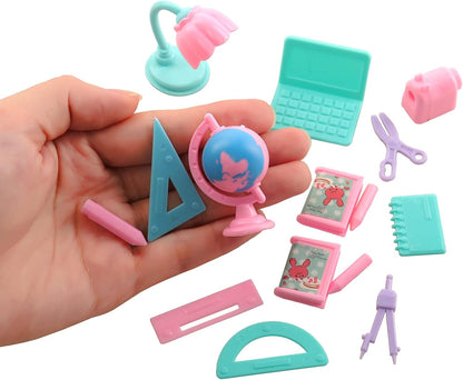 19 Pcs Girl Doll School Accessories for 11.5 Inch Doll School Playset
