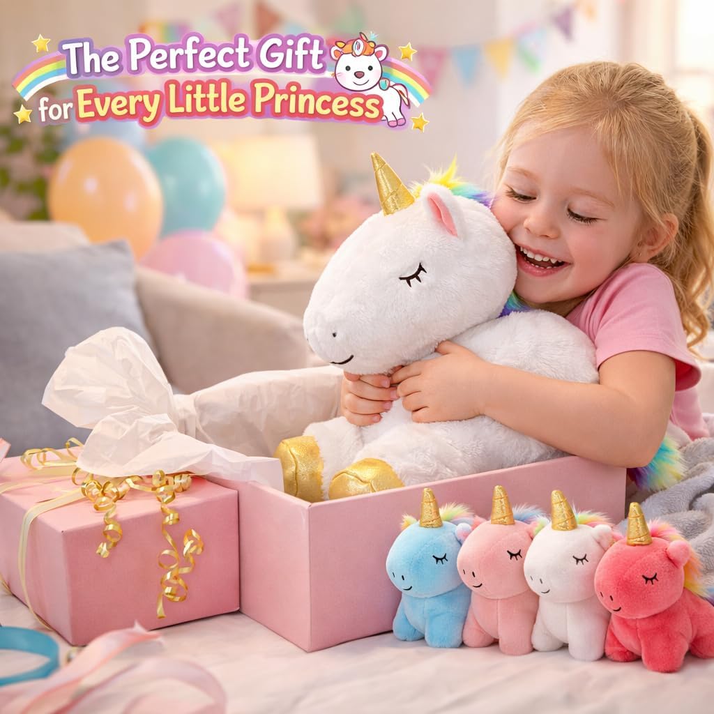 KMUYSL Mommy Plush Toys with 4 Babies, Stuffed Animal for Kids, Unicorn
