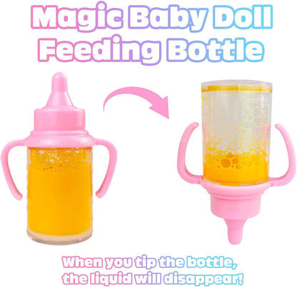 15 Pack Baby Doll Accessories, Feeding and Caring Set with Diaper Bag, Bottles, Dolls Diaper and Changing Mat, Baby Doll Stuff Clothes for Girls, Pretend Play Set Gifts for Kids Toddler