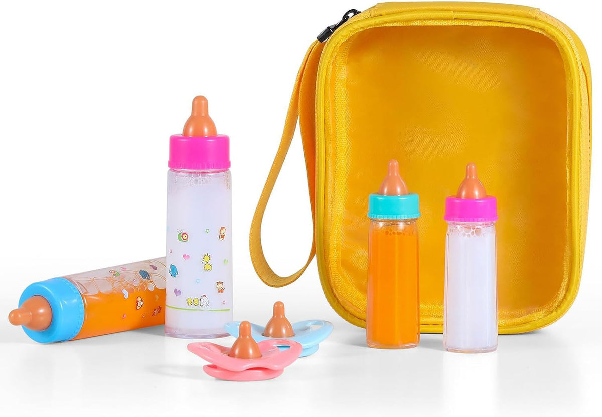 Kaydora Baby Doll Bottle Accessories - 6 Pcs Magic Milk Feeding Toys Yellow