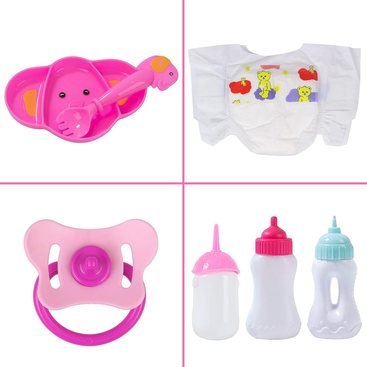 Ecore Fun 13 Piece Baby Doll Accessories Feeding and Caring Set