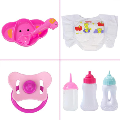 Ecore Fun 13 Piece Baby Doll Accessories Feeding and Caring Set