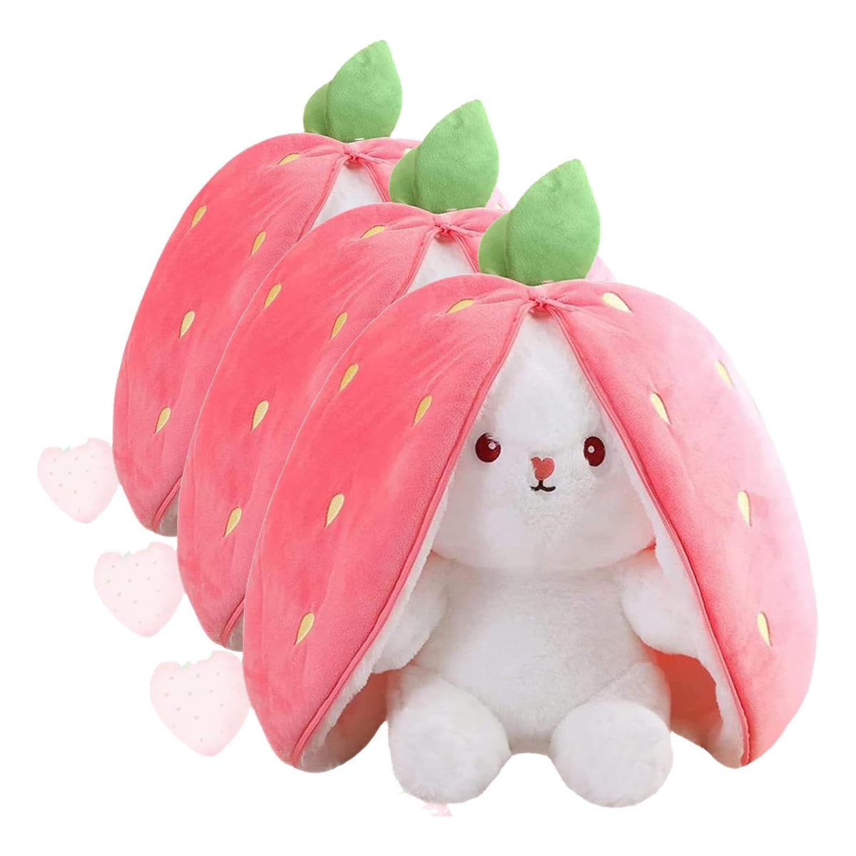 MIAODAM Strawberry Bunny Stuffed Animal,Reversible Cute Bunny Rabbit Plush