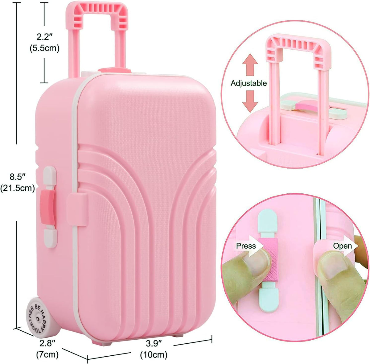 Windolls 18 Inch Doll Suitcase Travel Luggage Play Accessories, Doll Clothes Accessories Carrier Storage Set, Case, Hat, Sunglasses, Camera, Pillow, Toy Pet