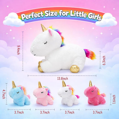 KMUYSL Mommy Plush Toys with 4 Babies, Stuffed Animal for Kids, Unicorn