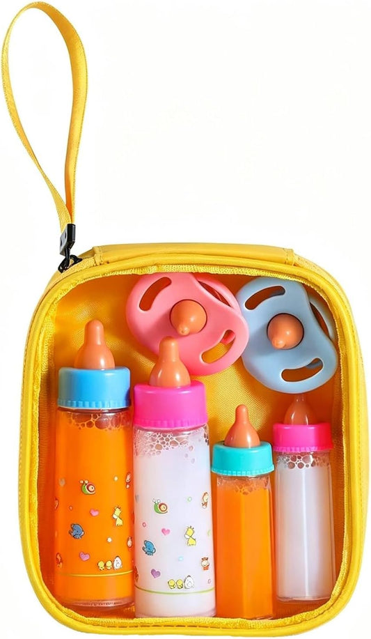 Kaydora Baby Doll Bottle Accessories - 6 Pcs Magic Milk Feeding Toys Yellow