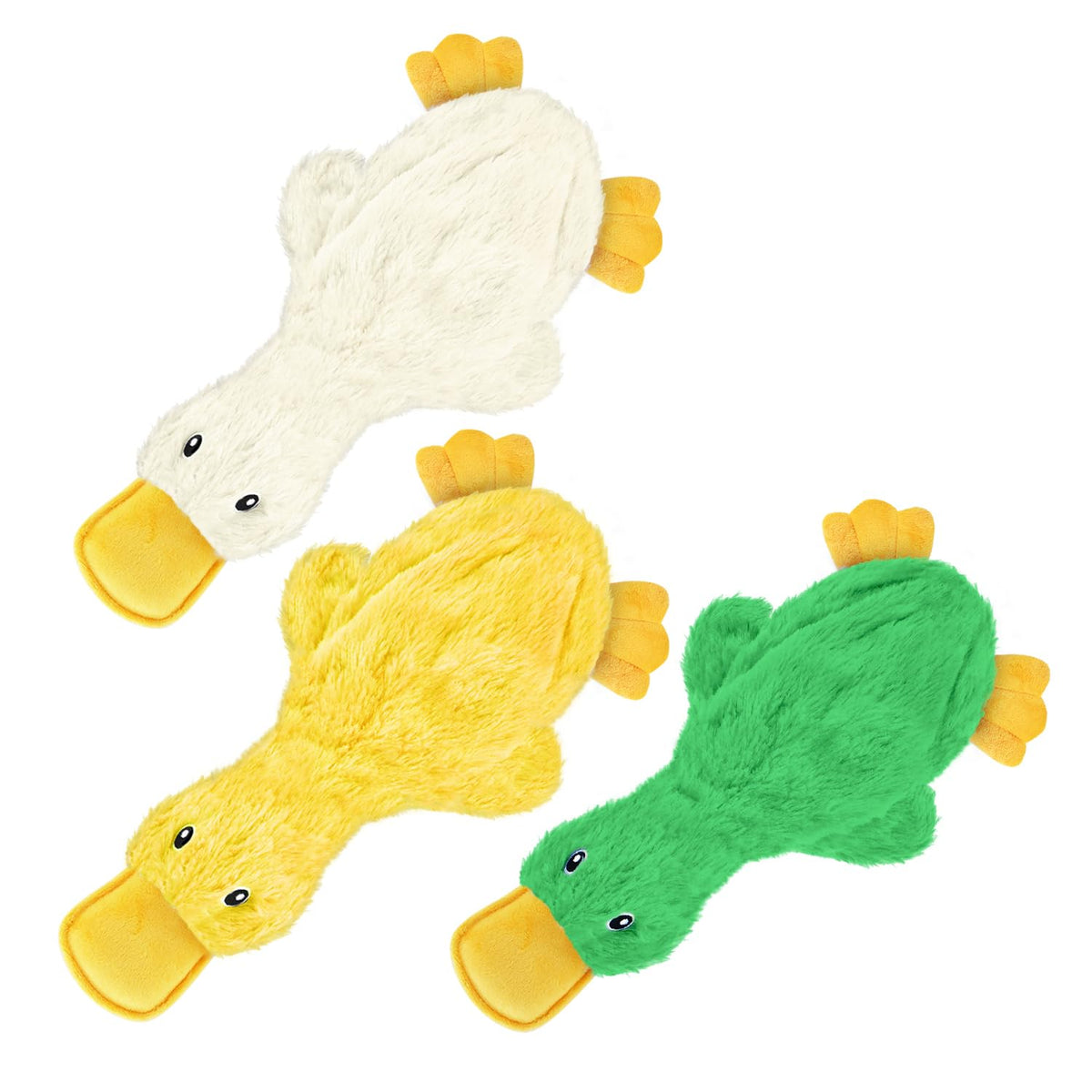 Best Pet Supplies Interactive Squeaky Dog Toy - Crinkle Duck, Yellow