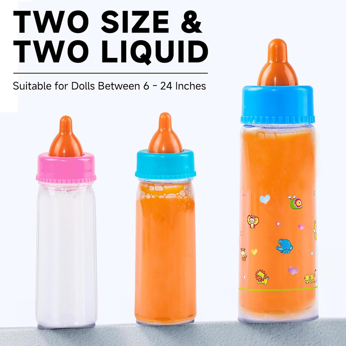 SCOM Baby Doll Bottle Accessories - 6 Pcs Magic Milk Feeding Toys Purple