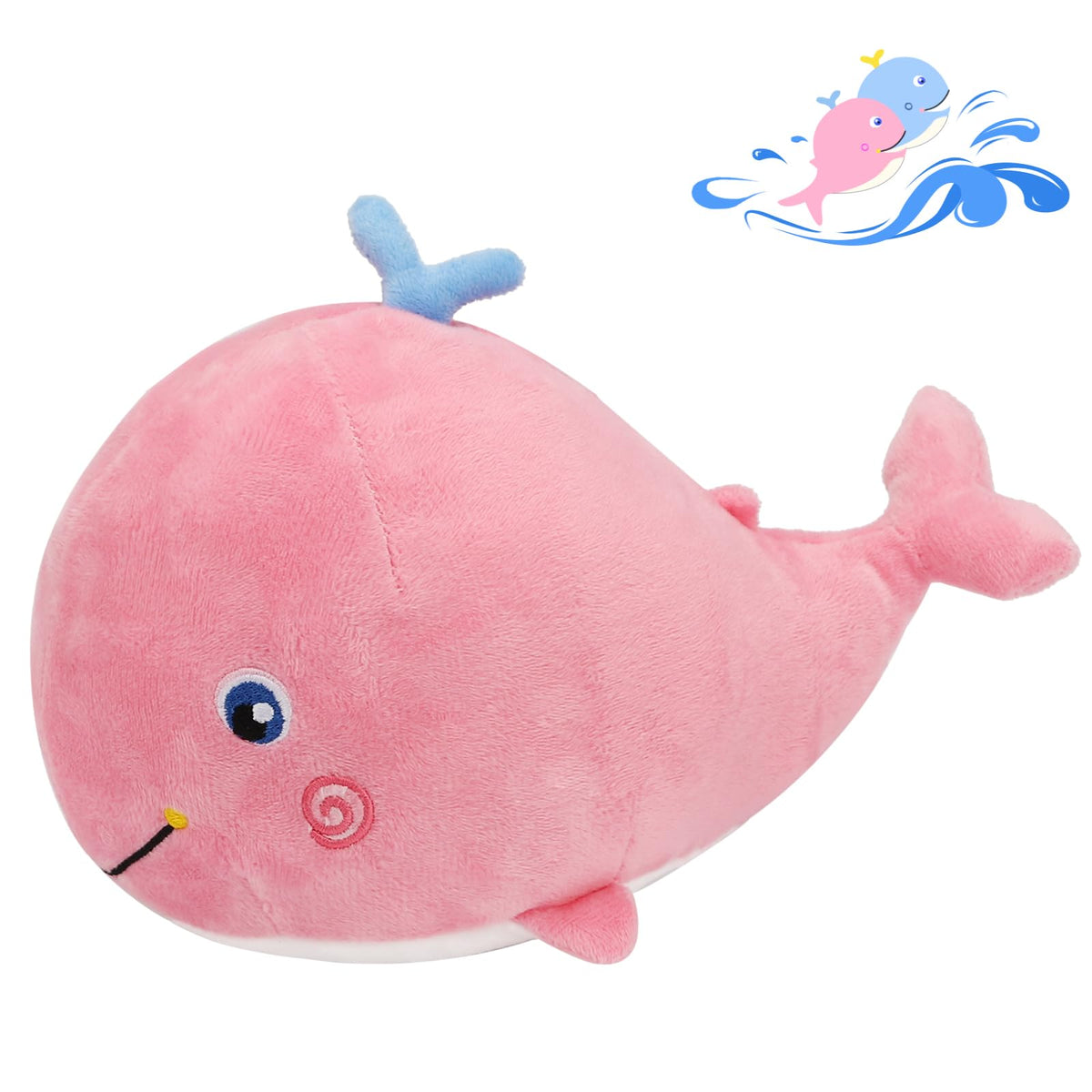 Whale Plush Pillow, Blue 10 Inch, Cute Stuffed Animal Plushies
