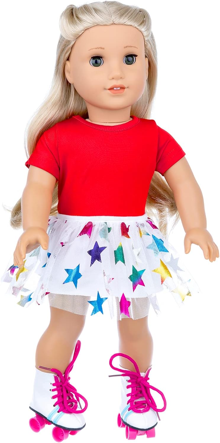 18 Inch Girl Doll Travel Skating Sport Play Set - 7PC Outdoor Accessories (Not Include Doll)