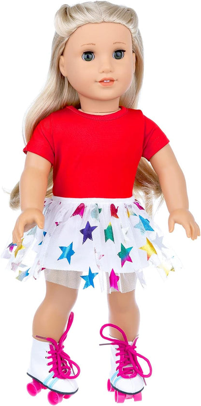 18 Inch Girl Doll Travel Skating Sport Play Set - 7PC Outdoor Accessories (Not Include Doll)