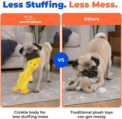 Best Pet Supplies Interactive Squeaky Dog Toy - Crinkle Duck, Yellow