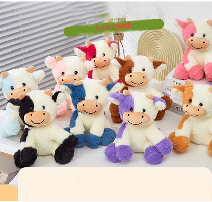 YUKOUQIAN Cow Stuffed Animal Cute Cow Plush Doll Toy 8 inch for Girls Boys Christmas (zuoniu Brown)