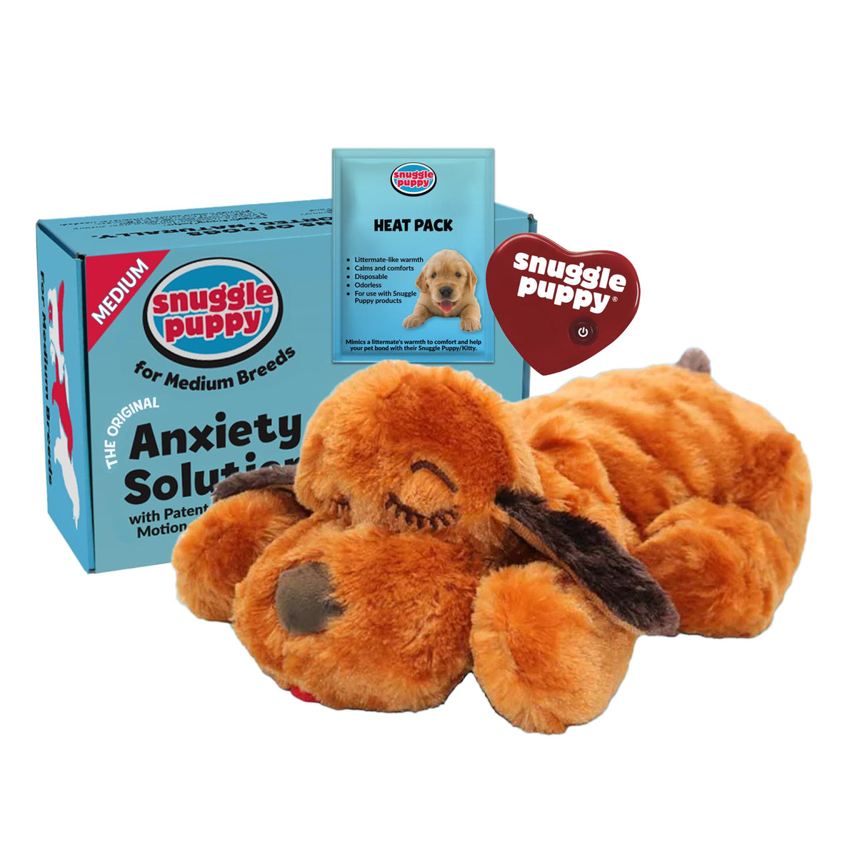 Snuggle Puppy Heartbeat Toy, Calming Comfort, Medium Breeds - Biscuit