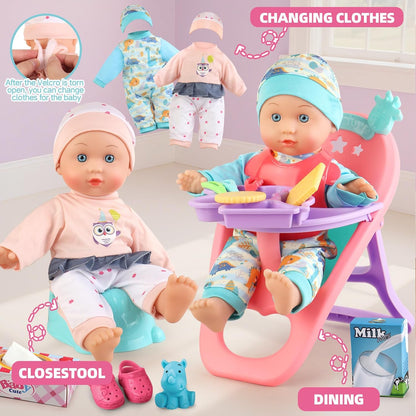 Baby Doll Stroller for Kids 3 4 5 6,Have Doll and 23 PCS Doll Accessories