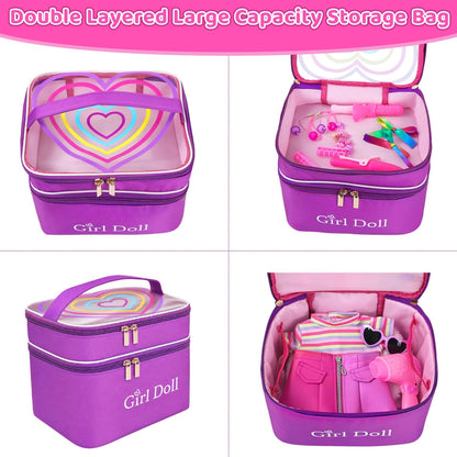 Ecore Fun 18 Inch Doll Accessories Set, Hair Styling Kit with Storage Bag