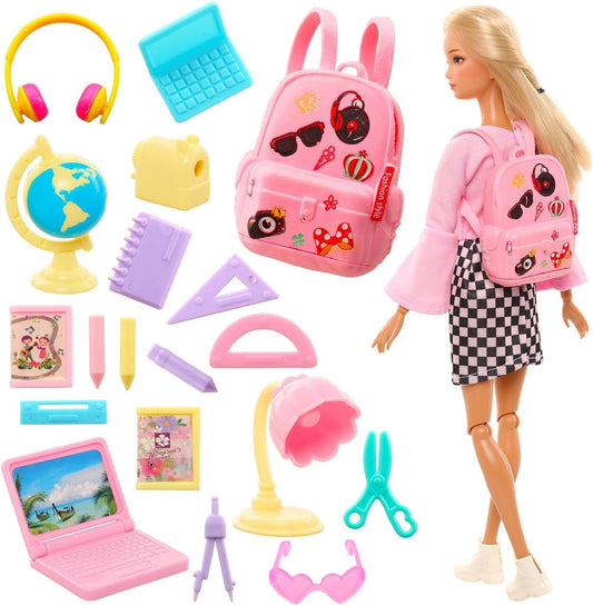 19 Pcs Girl Doll School Accessories for 11.5 Inch Doll School Playset
