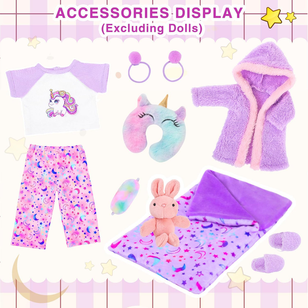 American 18 Inch Doll Clothes and Sleep Bag Accessories Pajama Set(No Doll)